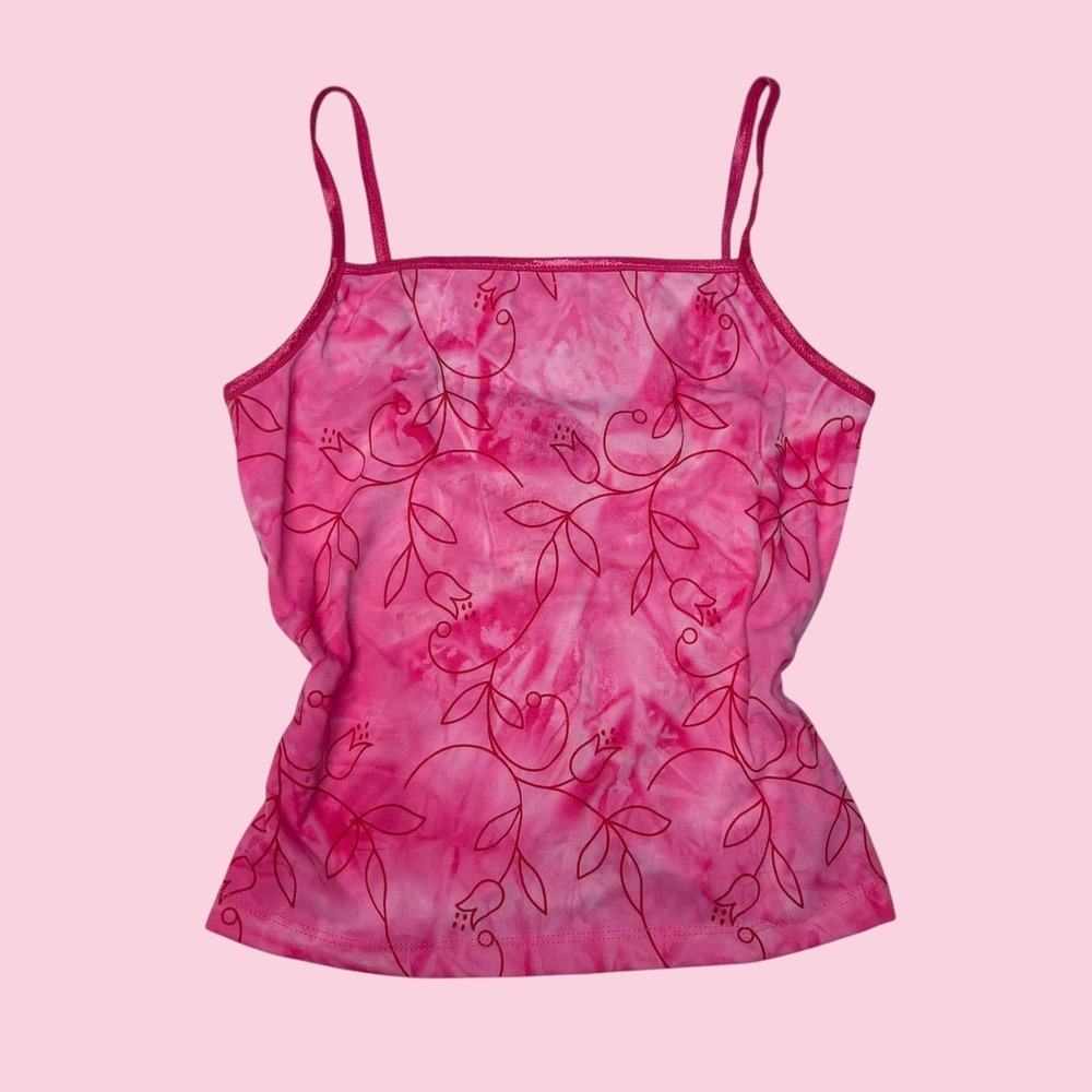 Formula X Pink Tie Dye Floral Cami Spaghetti Strap Tank Top Small